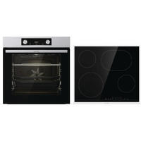 BACKOFENSET 738882  - Edelstahlfarben/Schwarz, Basics, Glas/Metall (59,5/59,5/56,4cm) - Gorenje
