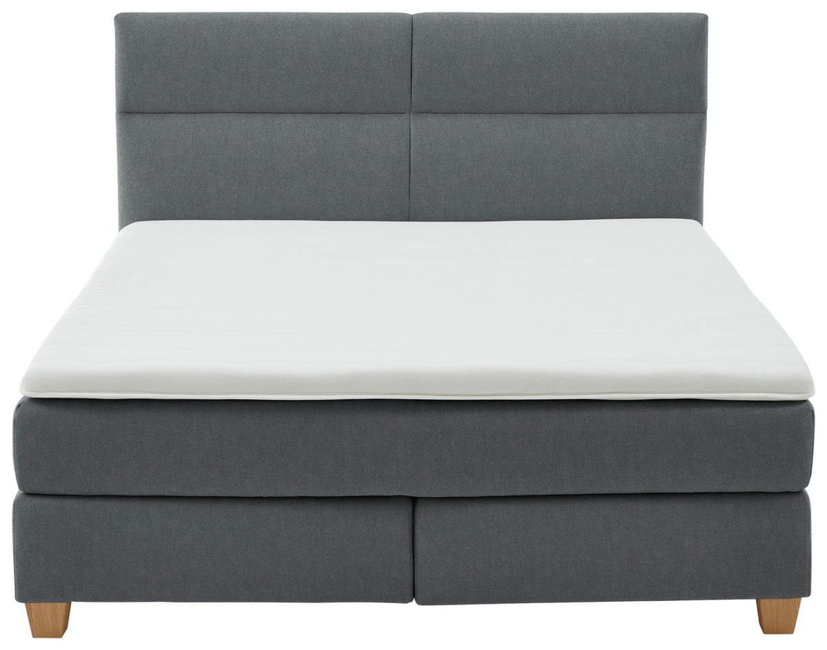 BOXSPRINGBETT 180/200 cm  in Anthrazit  - Anthrazit/Naturfarben, MODERN, Holz/Textil (180/200cm) - Beldomo - Sleep