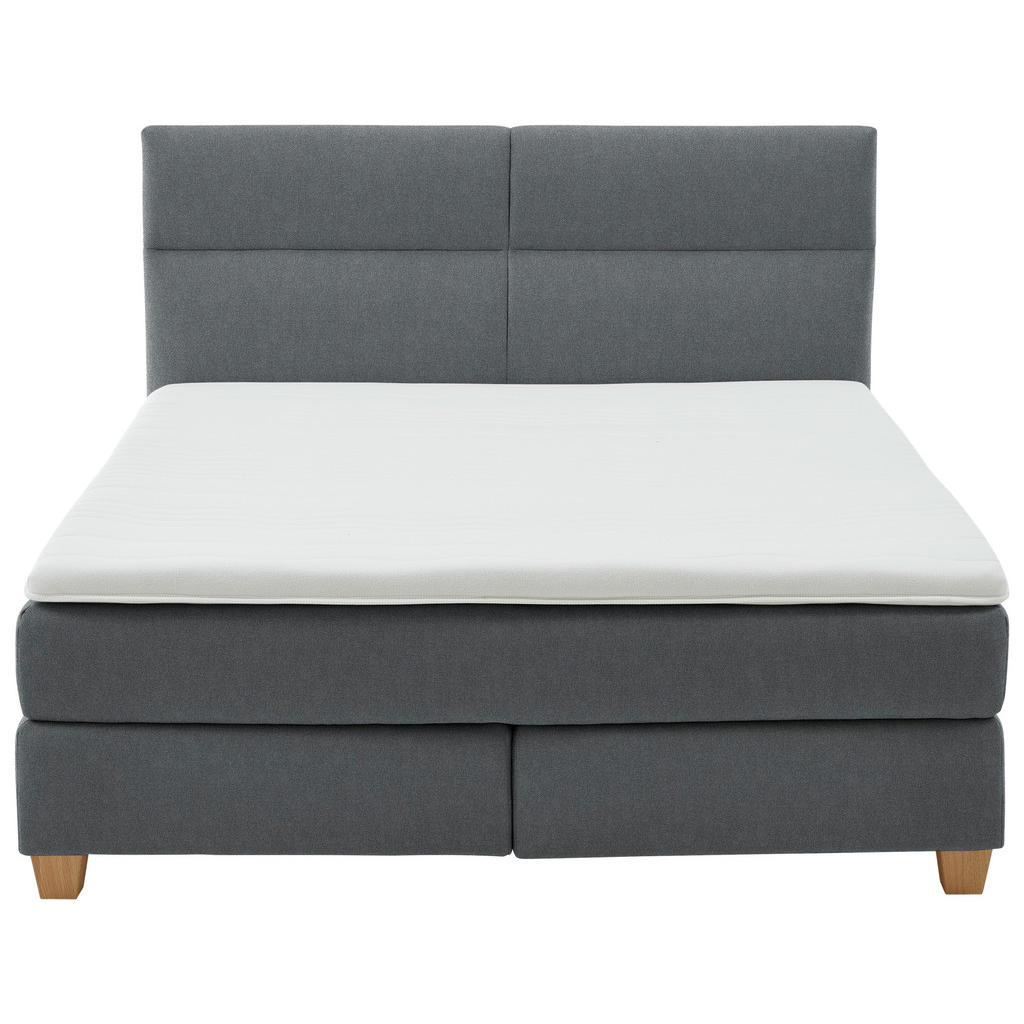Thumbnail - Beldomo - Sleep Boxspringbett, Anthrazit, Textil, Buche, massiv, H2 + H3, Höhe ca. 21 cm, 180x200 cm, Goldenes M, Made i...
