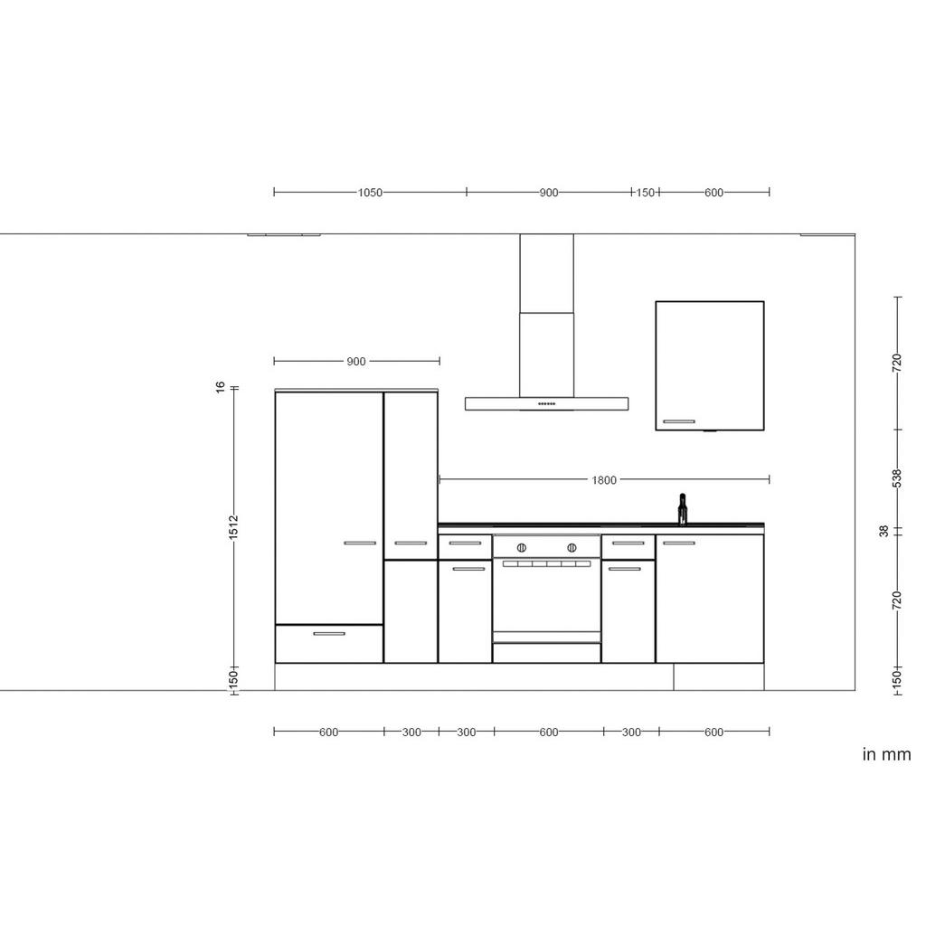 Thumbnail - Nobilia Küchenblock Riva, Weiß, Schiefer, Metall, 2,1 Schubladen, nur wie online abgebildet bestellbar, 270 cm, DGM-Klim...