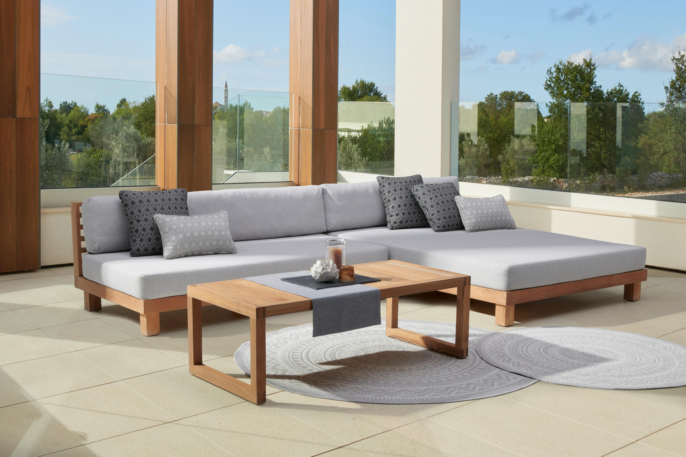 LOUNGEBETT  - Hellgrau, Natur, Holz/Textil (140/68/200cm) - Amatio