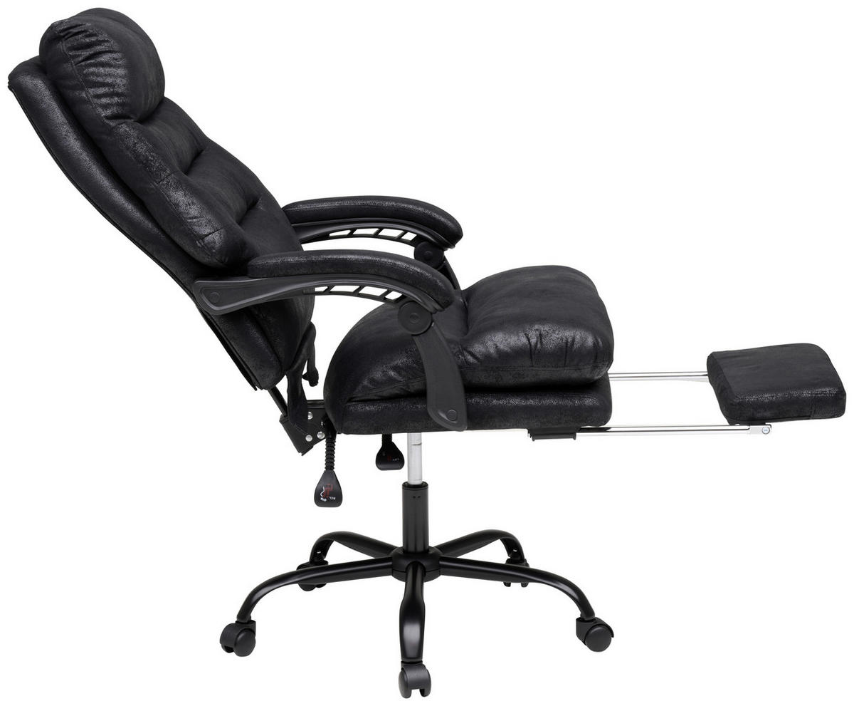 CHEFSESSEL Mikrofaser Schwarz  - Schwarz, Modern, Kunststoff/Textil (64/114/122/72cm) - MID.YOU