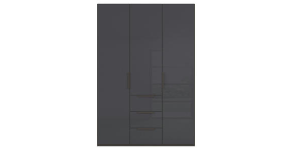 DREHTÜRENSCHRANK 151/223/61 cm,  in Graphitfarben, 3-türig  - Graphitfarben, Basics, Glas/Holzwerkstoff (151/223/61cm) - Novel