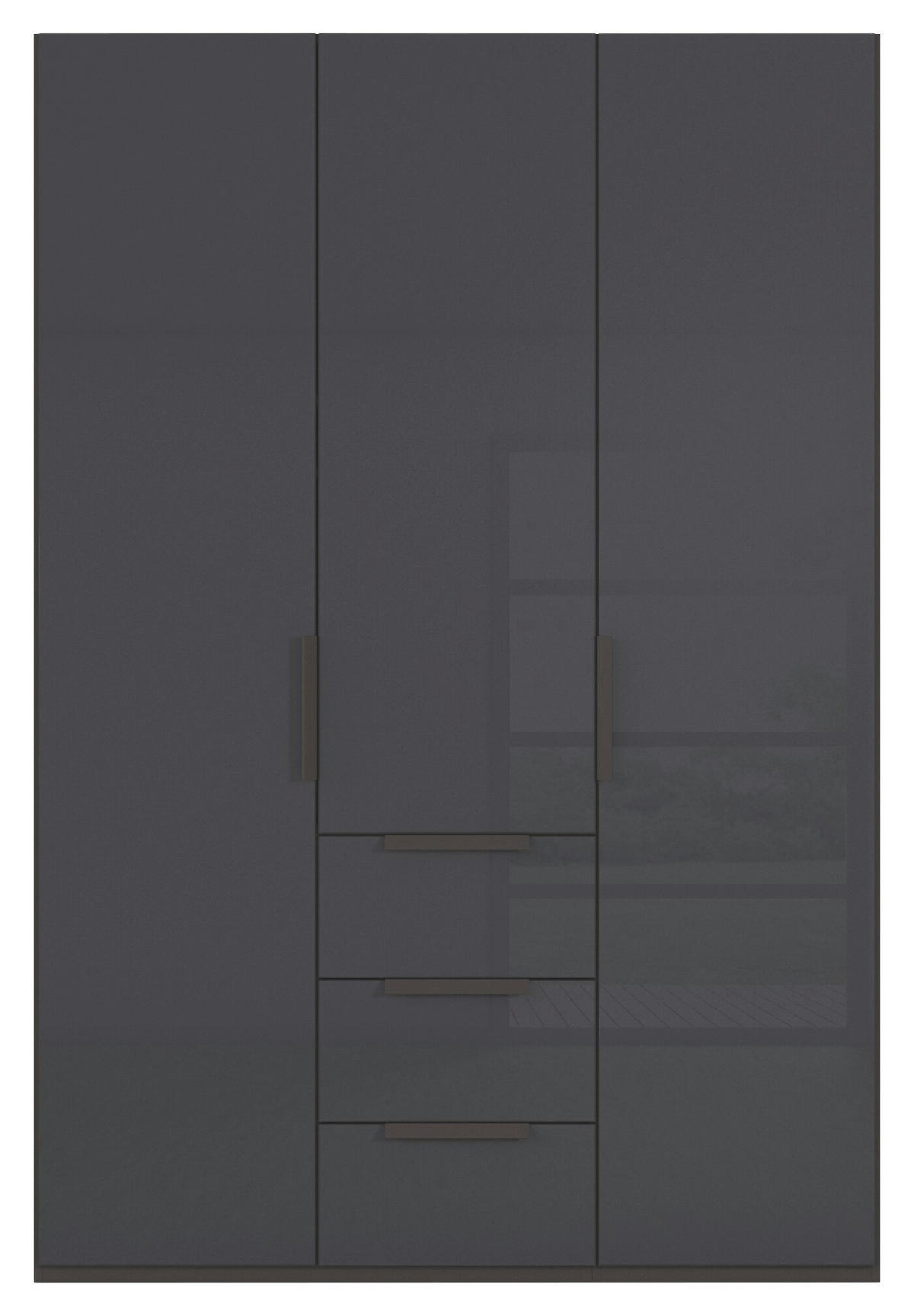 DREHTÜRENSCHRANK 151/223/61 cm,  in Graphitfarben, 3-türig  - Graphitfarben, Basics, Glas/Holzwerkstoff (151/223/61cm) - Novel