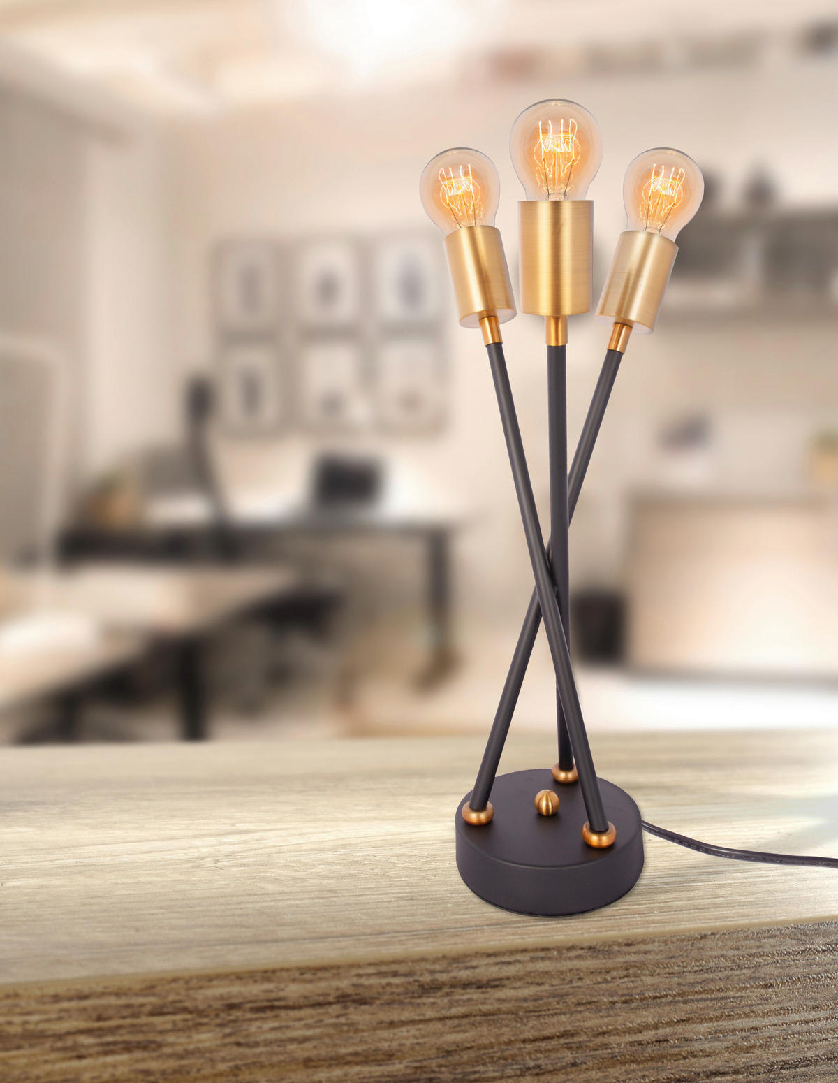 STOLNÍ LAMPA, E27, 20/20/45 cm - černá/barvy zlata, Trend, kov (20/20/45cm) - MID.YOU