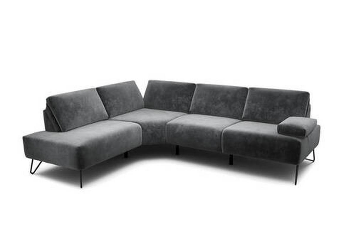 ECKSOFA Cosy Anthrazit Samt  - Anthrazit/Schwarz, Design, Textil/Metall (193/248-263cm) - SENSOO