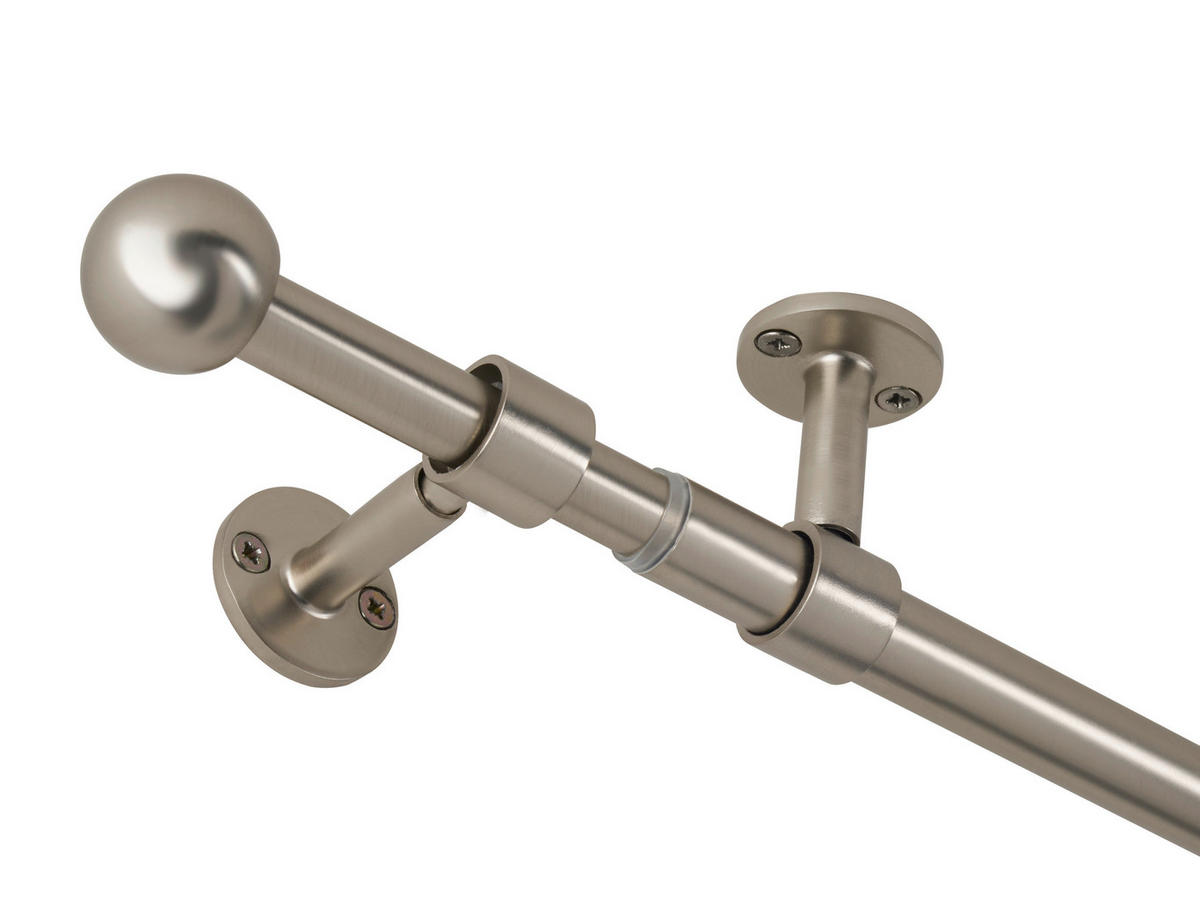 VORHANGSTANGENSET   - Grau Hochglanz, Basics, Metall (120/8/3.3cm)