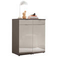 KOMMODE , 80/91,2/43 cm, 2 Schublade(n)  - Chromfarben/Graubraun, Basics, Glas/Holzwerkstoff (80/91,2/43cm) - Dieter Knoll