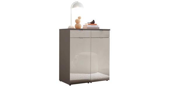 KOMMODE , 80/91,2/43 cm, 2 Schublade(n)  - Chromfarben/Graubraun, Basics, Glas/Holzwerkstoff (80/91,2/43cm) - Dieter Knoll