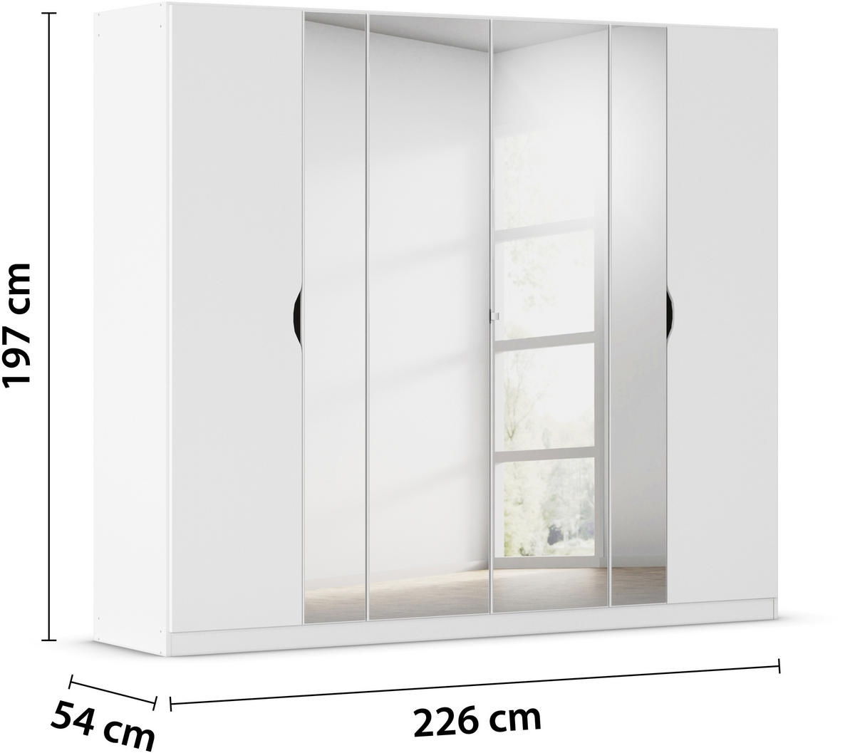 DREHTÜRENSCHRANK in Weiss  - Weiss, Modern, Glas/Holzwerkstoff (225/197/54cm) - Boxxx