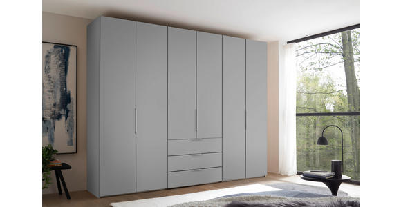 DREHTÜRENSCHRANK inkl. Zubehör 298/222/63 cm,  in Hellgrau, 6-türig  - Hellgrau/Alufarben, Design, Holzwerkstoff/Metall (298/222/63cm) - Dieter Knoll