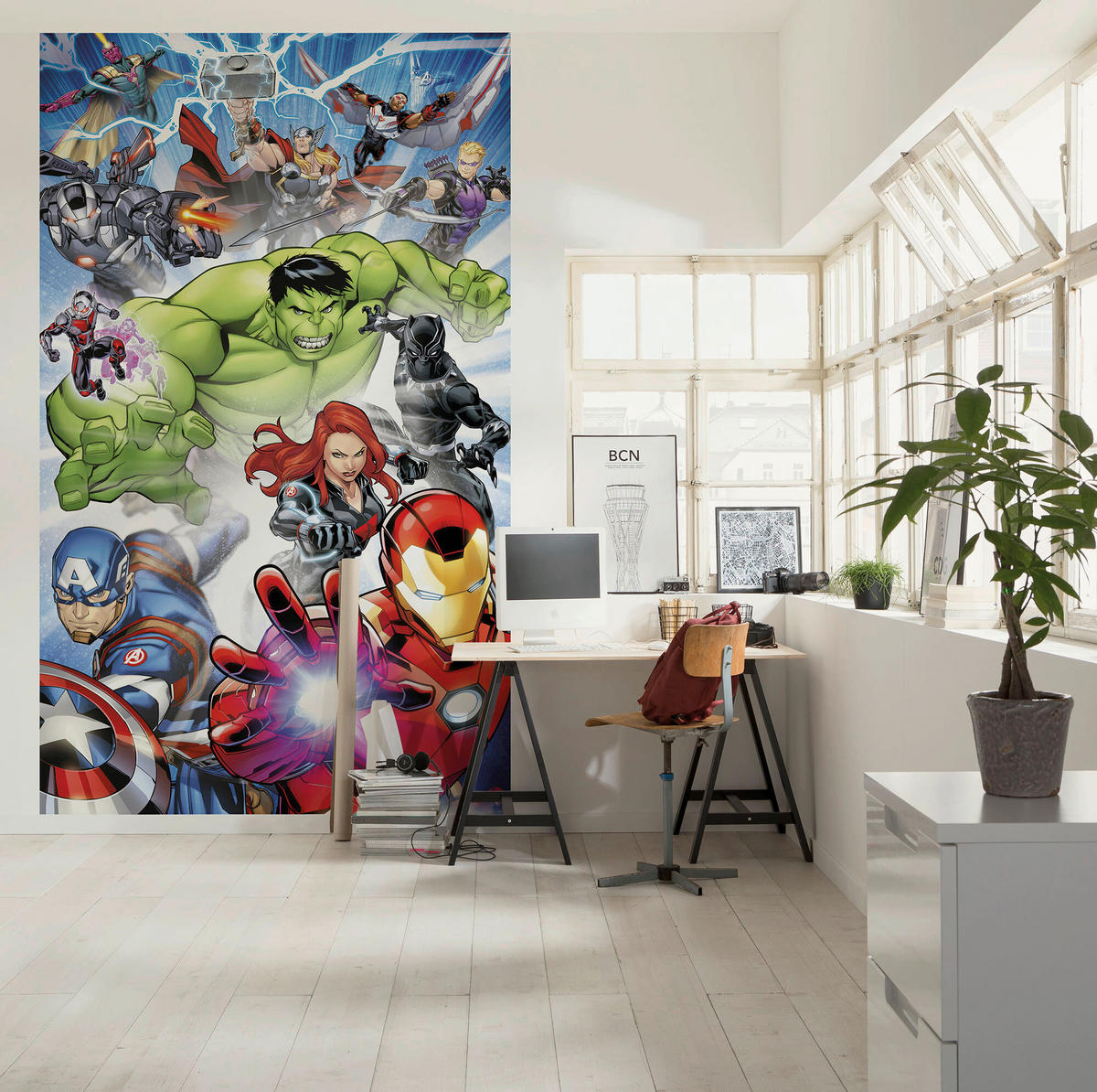 FOTOTAPETE AVENGERS PROTECT  - Naturfarben, Design, Textil (150/250cm) - Marvel