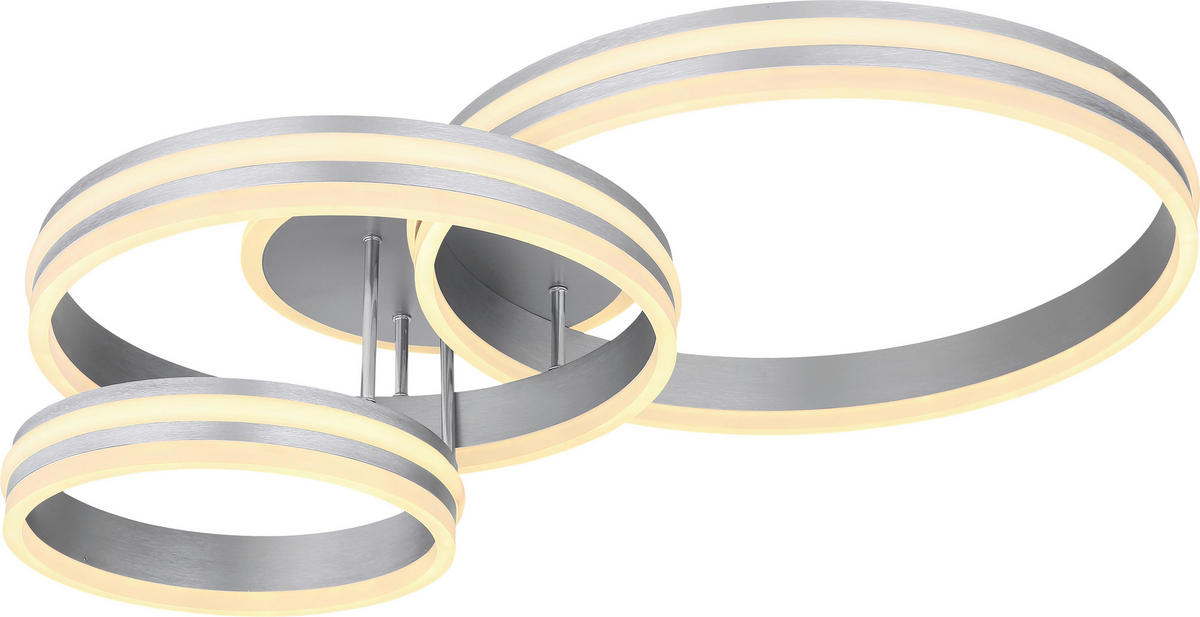 STROPNÍ LED SVÍTIDLO, 80/60/20 cm - šedá/opál, Design, kov/plast (80/60/20cm) - Novel