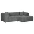 ECKSOFA Dunkelgrau Cord Zierkissen, Rücken echt  - Dunkelgrau/Schwarz, KONVENTIONELL, Kunststoff/Textil (250/162cm) - Carryhome