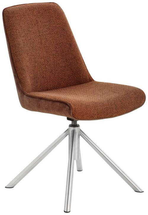 STUHL drehbar  in Edelstahl Flachgewebe Metall, Textil  - Edelstahlfarben/Rostfarben, Design, Textil/Metall (49/88/64cm) - Novel