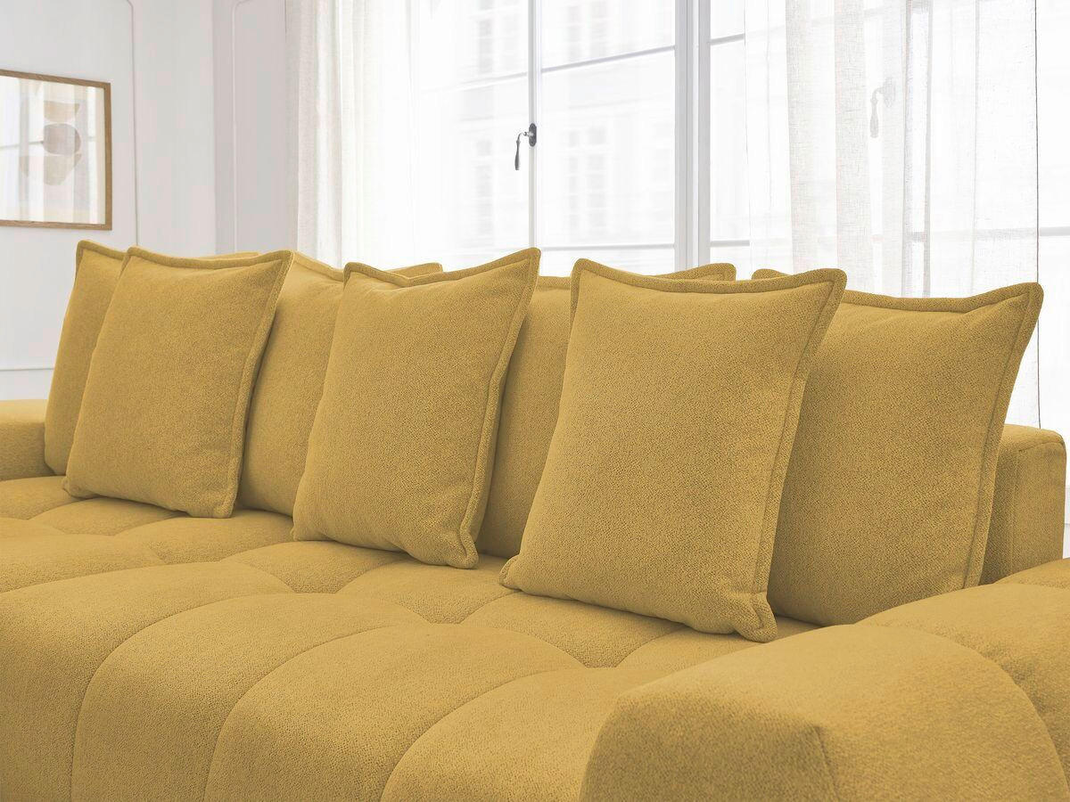 ECKSCHLAFSOFA EVEREST  mit Rücken echt, Armteil links, Armteil rechts Flachgewebe Gelb  - Gelb/Schwarz, MODERN, Kunststoff/Textil (180/318cm) - Livetastic