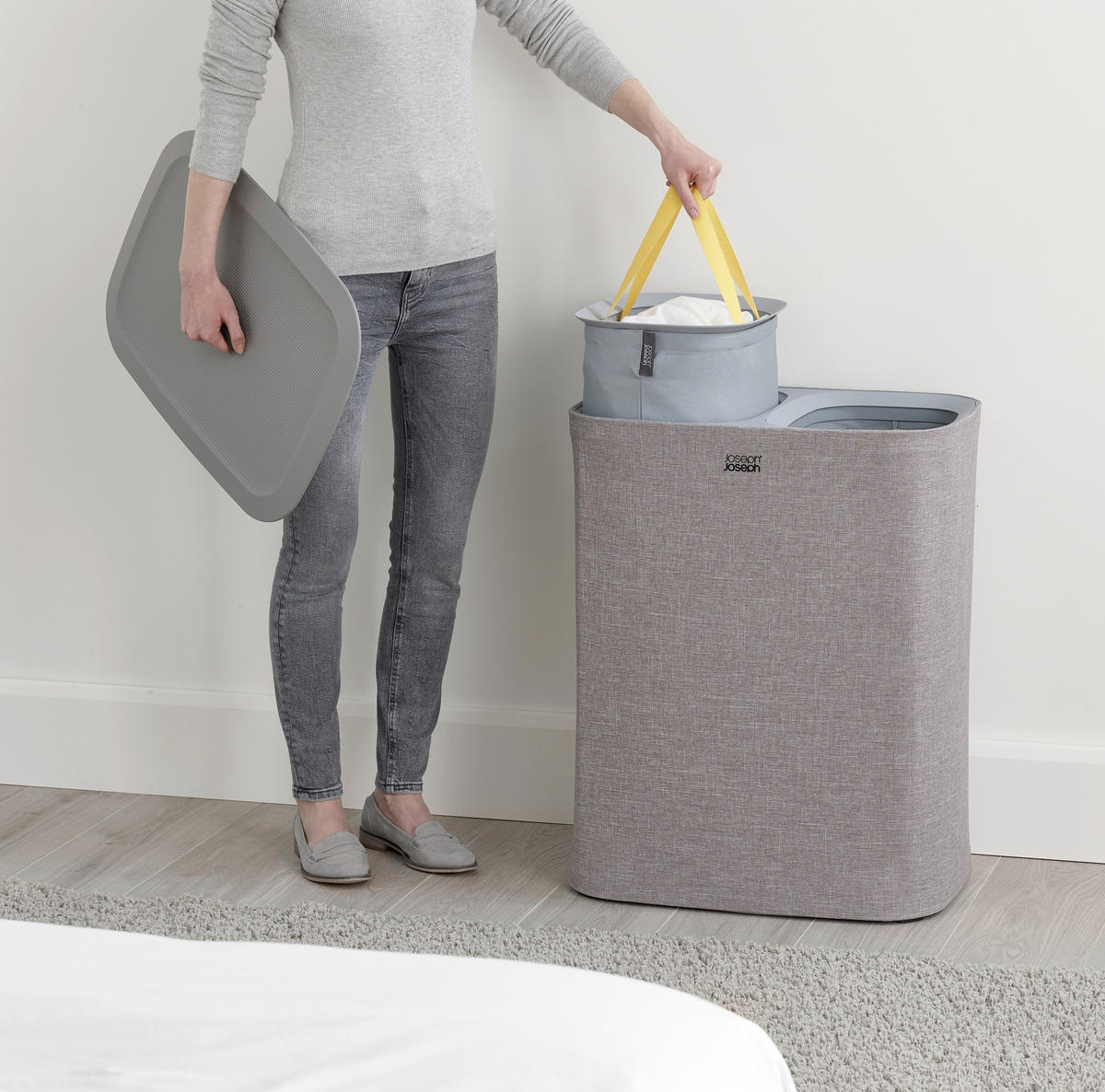 KOŠARA ZA RUBLJE      56/71/39,5 cm      - siva, Basics, tekstil (56/71/39,5cm) - Joseph Joseph