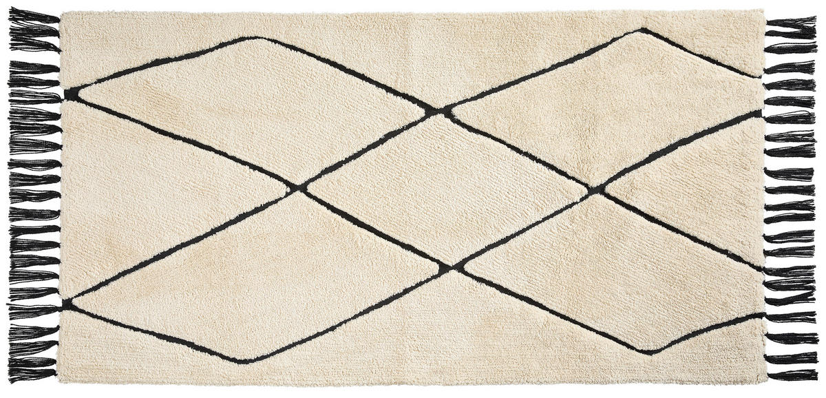 BADEMATTE Schwarz, Elfenbein 70/120 cm  - Elfenbein/Schwarz, Textil (70/120cm) - Esposa