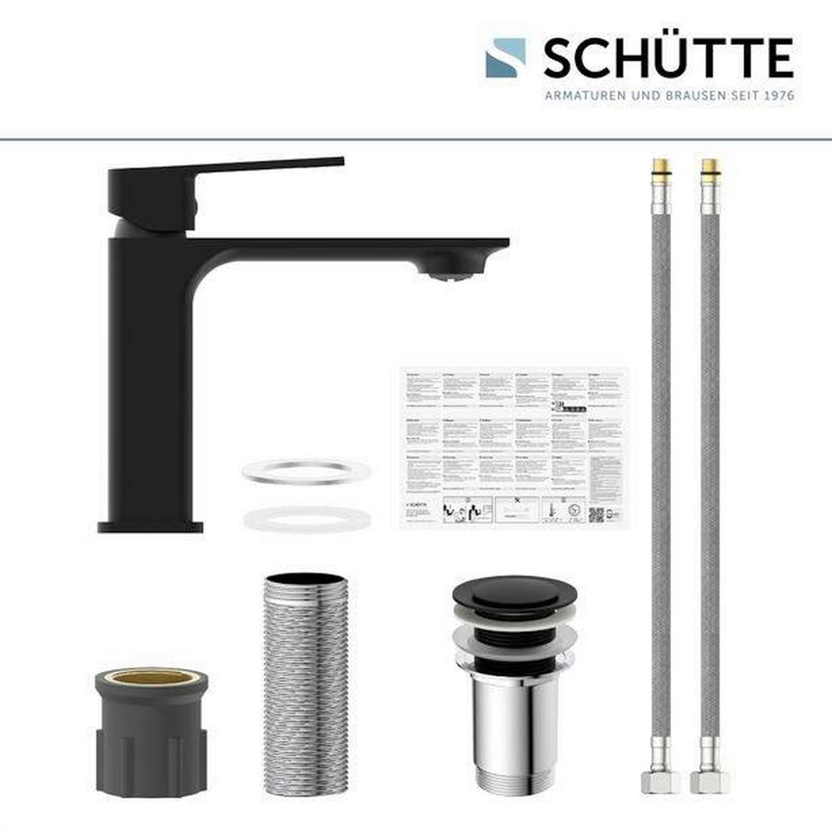 WASCHTISCHARMATUR 4,5/16/17 cm  - Schwarz, Basics, Metall (4,5/16/17cm) - Schütte