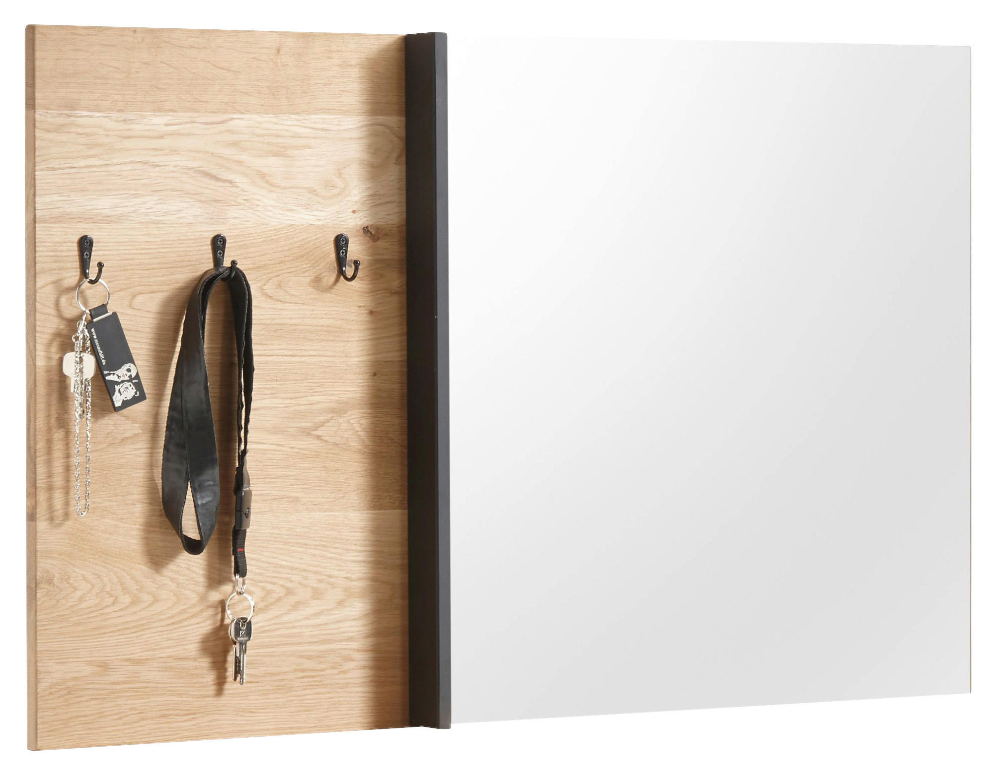 WANDSPIEGEL 95/55/4 cm    - Eichefarben/Schwarz, Natur, Glas/Holz (95/55/4cm) - Linea Natura