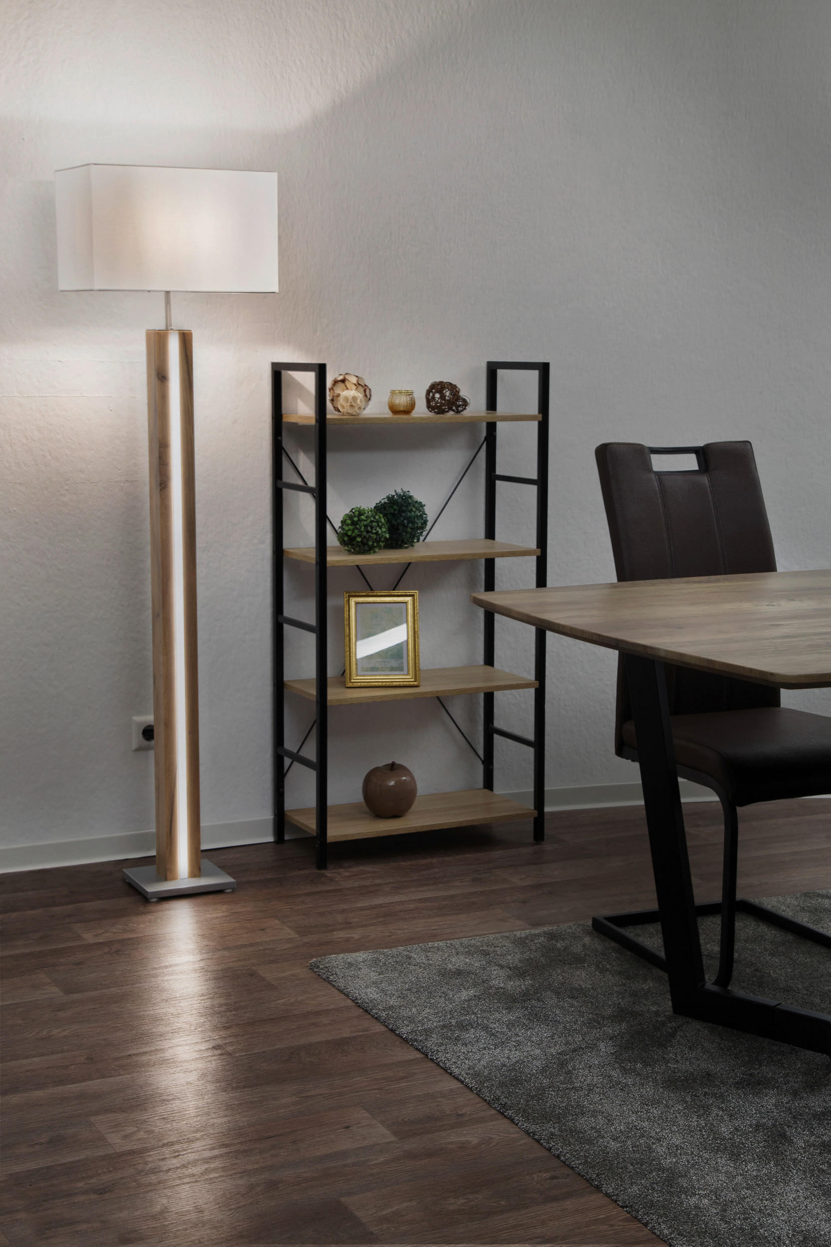STEHLEUCHTE 40/27/150 cm    - Silberfarben/Weiß, Design, Holzwerkstoff/Textil (40/27/150cm) - Globo
