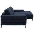 ECKSOFA  in Flachgewebe Dunkelblau  253/177 cm  - Schwarz/Dunkelblau, Design, Textil/Metall (253/177cm) - Dieter Knoll