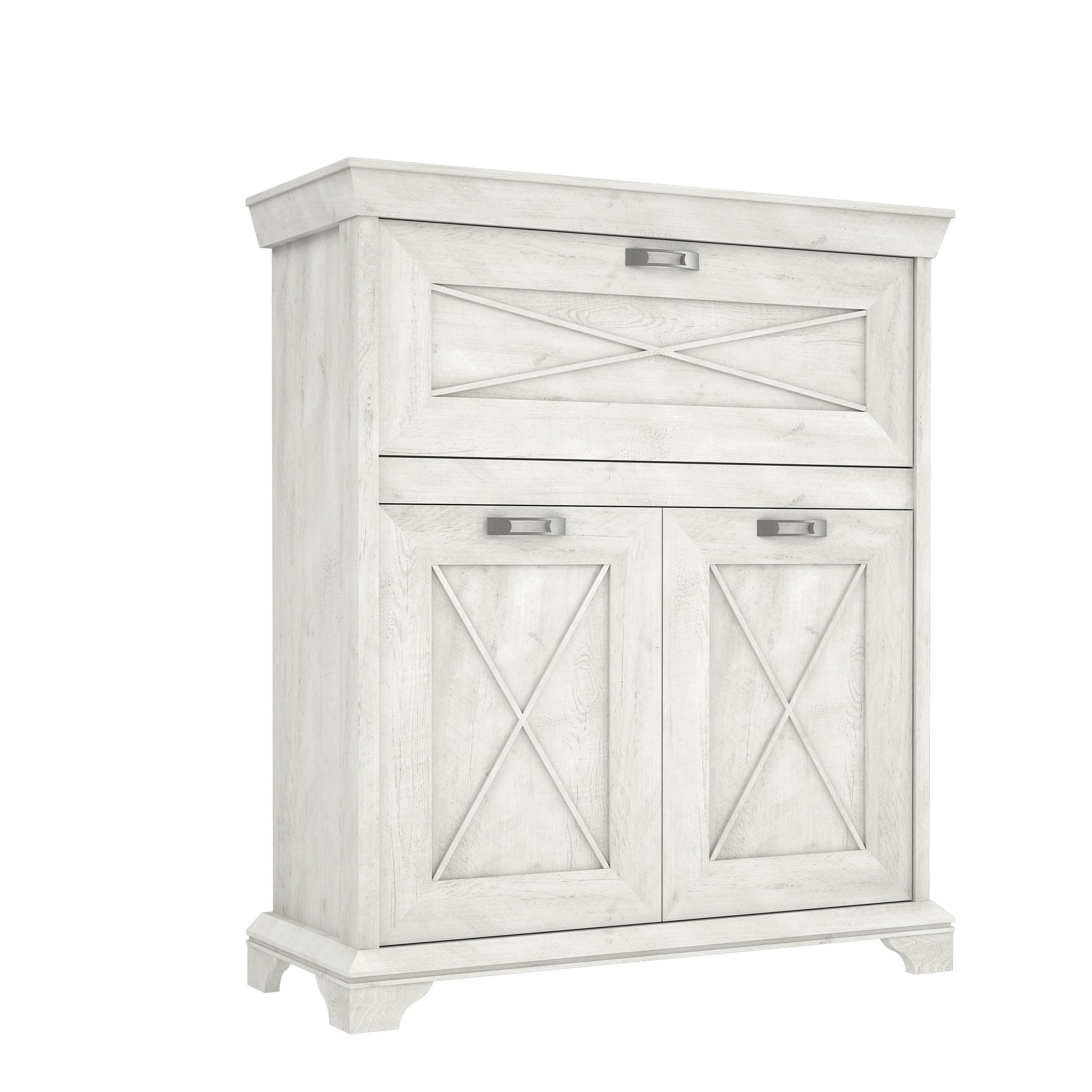 HIGHBOARD in 123/143,3/48,2 cm - Silberfarben/Weiß, ROMANTIK / LANDHAUS, Holzwerkstoff/Kunststoff (123/143,3/48,2cm) - MID.YOU