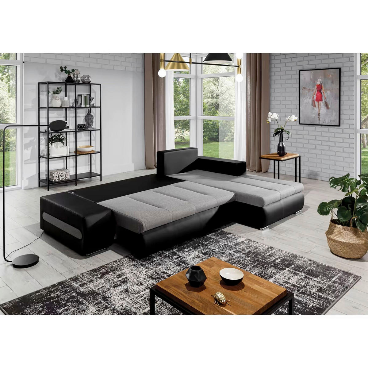 ECKSOFA  Grau, Weiß Webstoff  - Chromfarben/Weiß, Design, Textil/Metall (275/180cm) - MID.YOU