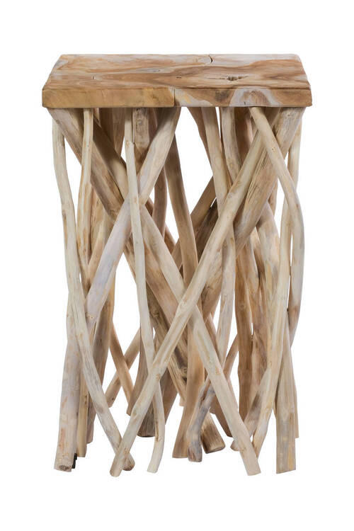 PRÍRUČNÝ STOLÍK, tíkové drevo, prírodná farba - prírodná farba, Natur, drevo (40/40/60cm)