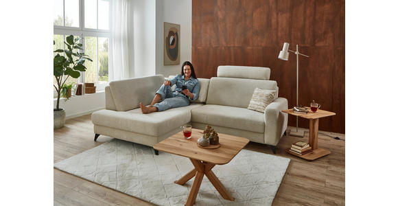 ECKSOFA Beige Chenille  - Beige/Schwarz, Design, Textil/Metall (182/239cm) - Valnatura