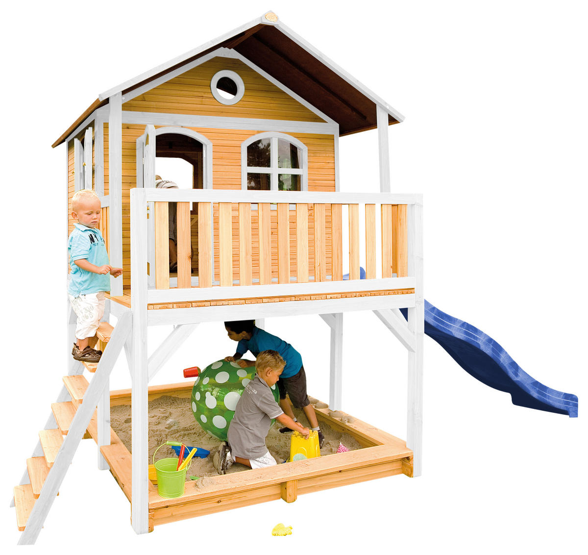 SPIELHAUS 432/293/212 cm  - Blau/Braun, KONVENTIONELL, Holz (432/293/212cm) - Ambia Garden