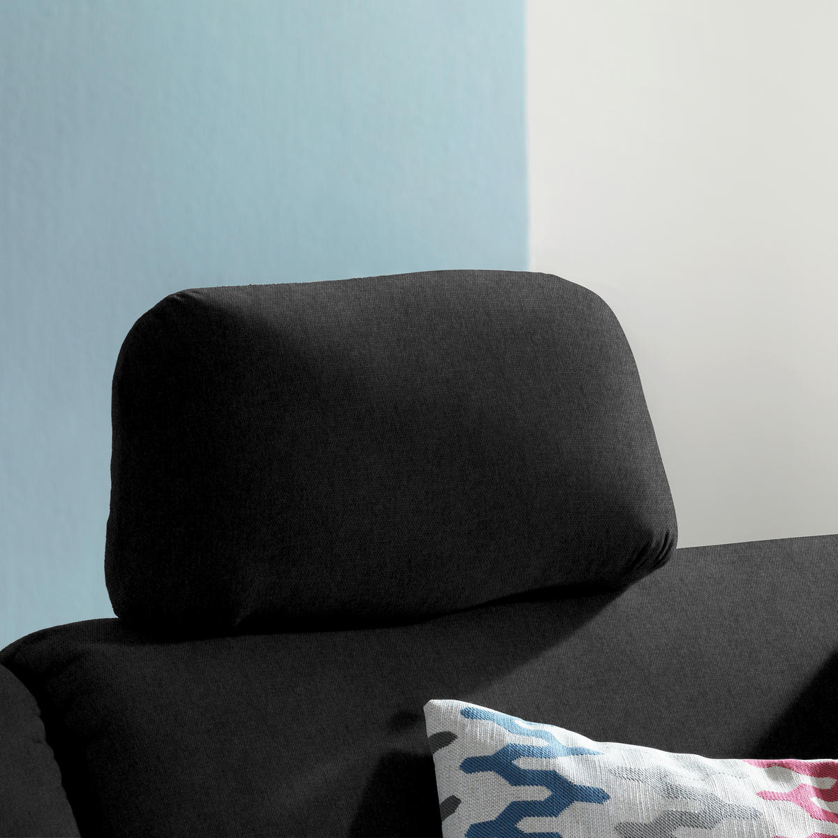 ECKSOFA in Flachgewebe Anthrazit  208/227 cm  - Eichefarben/Anthrazit, KONVENTIONELL, Holz/Textil (208/227cm) - Sedda