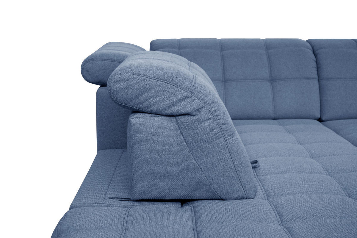 ECKSOFA in Webstoff Blau  - Blau/Schwarz, Design, Holz/Textil (297/216cm) - Xora