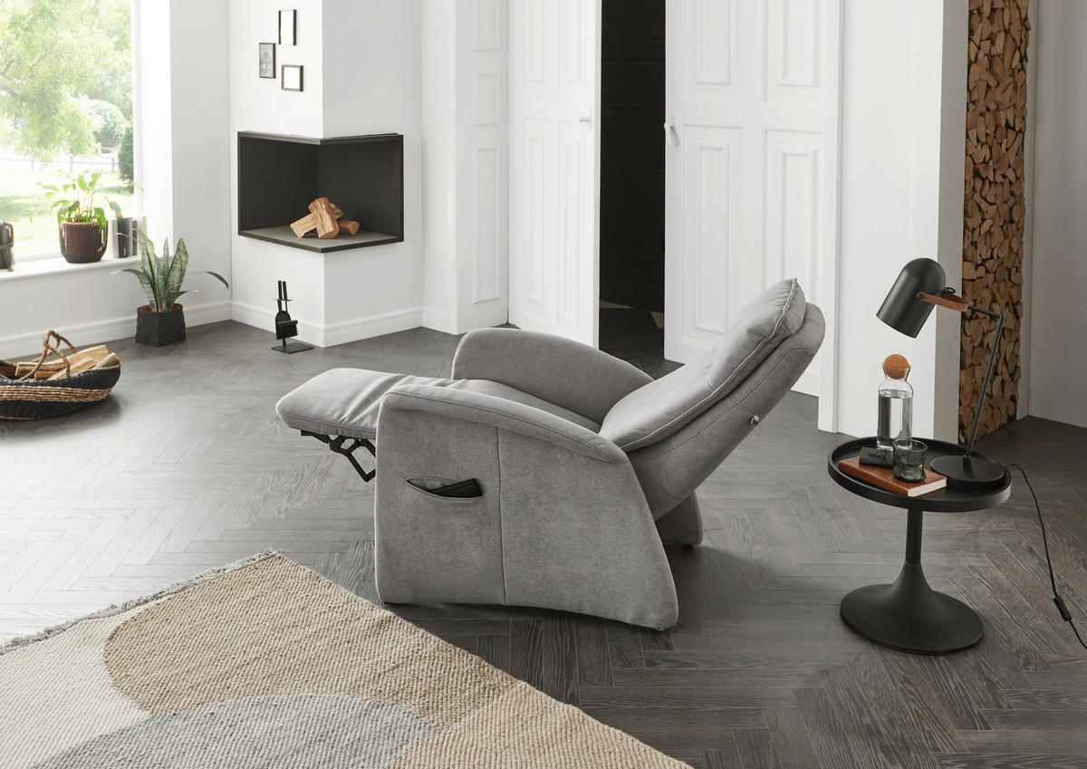 FERNSEHSESSEL in Chenille Grau  - Grau, Konventionell, Kunststoff/Textil (79/108/87cm) - Valdera