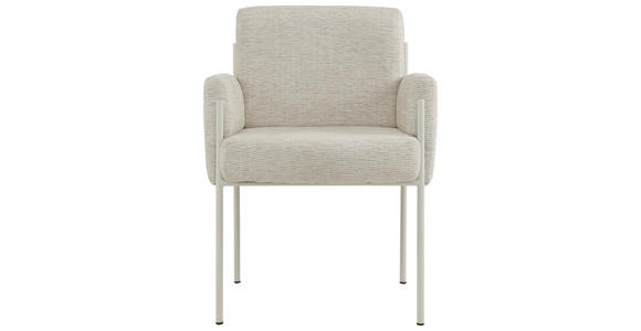 ARMLEHNSTUHL in Eisen Webstoff - Beige, Design, Textil/Metall (62/86/63cm) - Novel