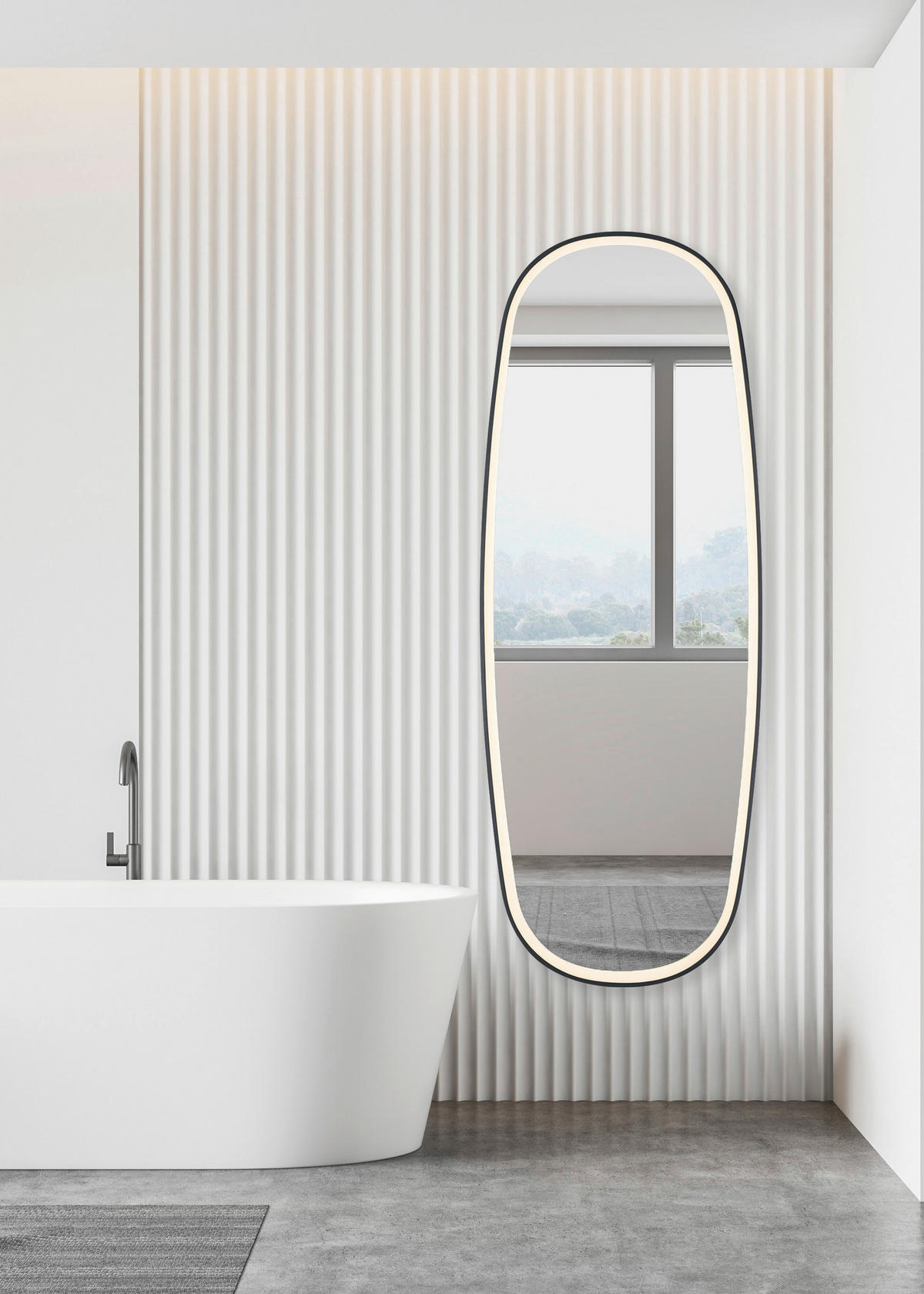 BADEZIMMERSPIEGEL 60/160/4 cm  - Silberfarben/Schwarz, MODERN, Glas/Metall (60/160/4cm)