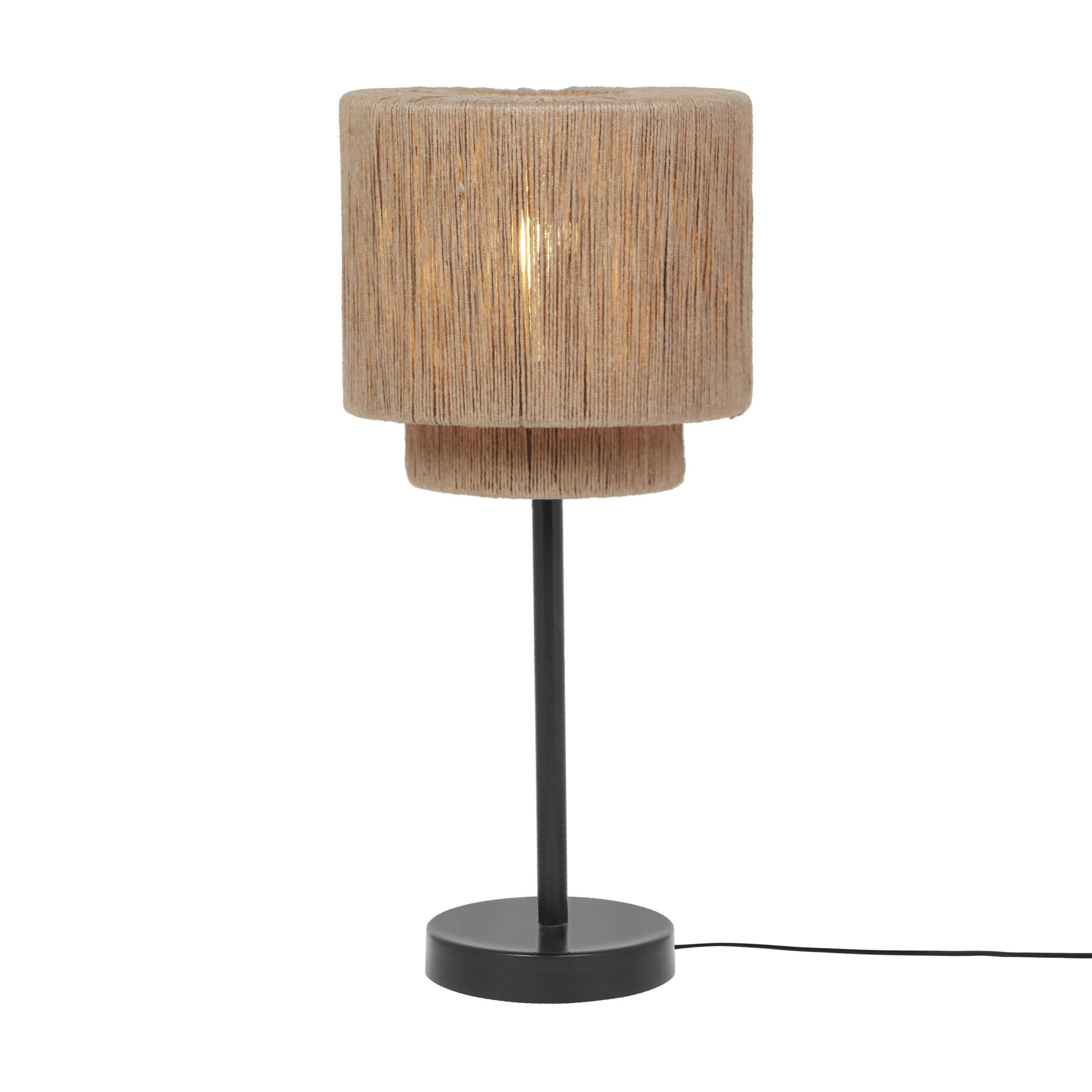 BORDSLAMPA 21/45 cm   - svart/naturfärgad, Natur, metall/textil (21/45cm) - Trio Leuchten