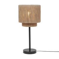 TISCHLEUCHTE - Schwarz/Naturfarben, Natur, Textil/Metall (21/45cm) - Trio Leuchten