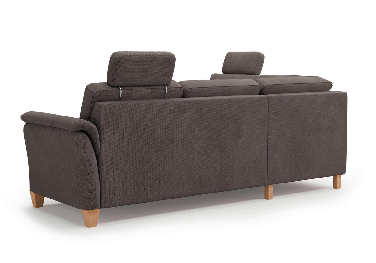 ECKSOFA PALMERA V Dunkelbraun Flachgewebe  - Eichefarben/Dunkelbraun, KONVENTIONELL, Holz/Textil (212/236cm) - Sit & More