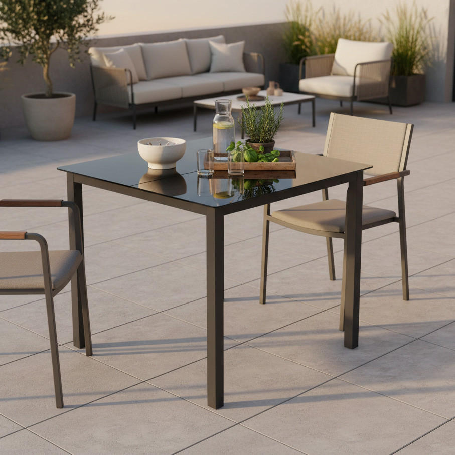 GARTENKLAPPTISCH 80/71/80 cm Metall, Holzwerkstoff rund  - Anthrazit, KONVENTIONELL, Holzwerkstoff/Metall (80/71/80cm) - Siena Garden