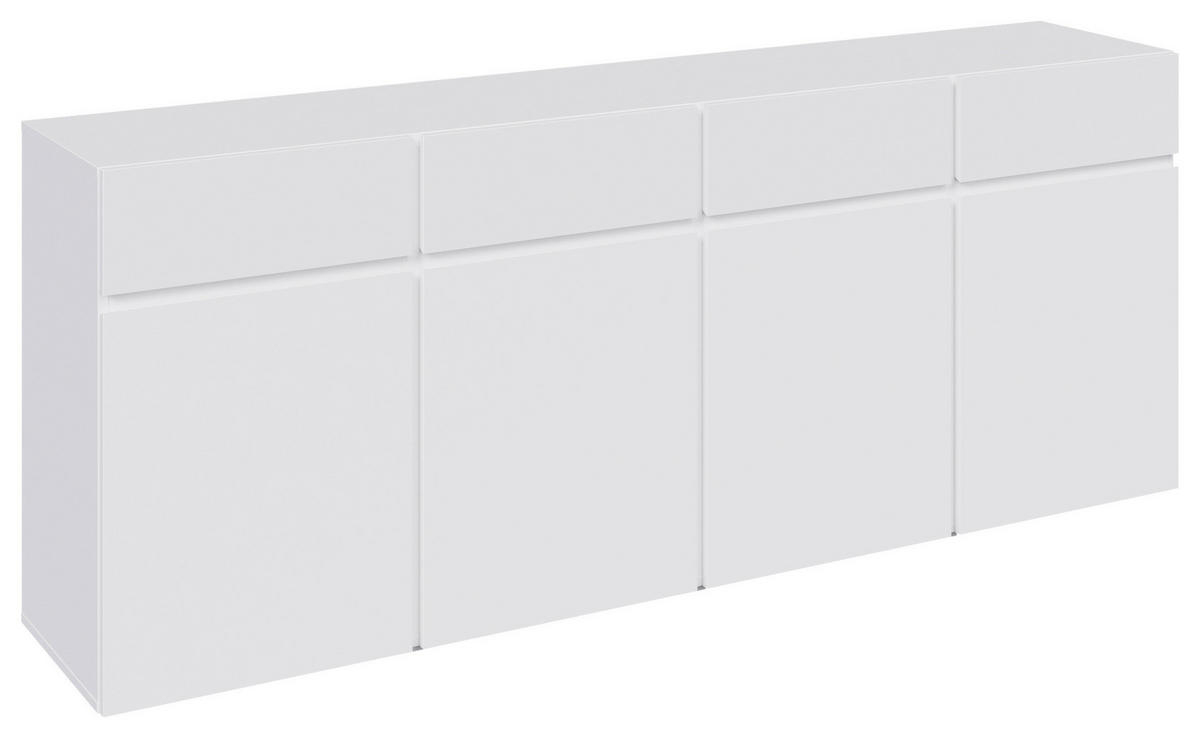 SIDEBOARD  200/79,6/39,8 cm 4 Schublade(n)  - Silberfarben/Weiß, Design, Holzwerkstoff/Kunststoff (200/79,6/39,8cm) - Xora