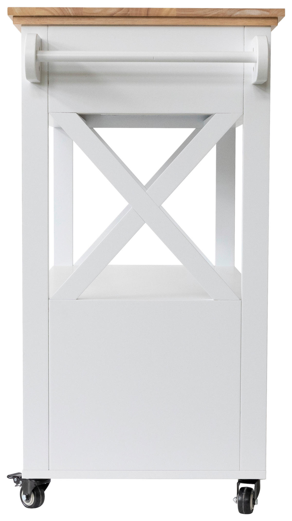 SERVIERWAGEN Kautschukholz vollmassiv Weiß  - Schwarz/Weiß, Basics, Holz/Holzwerkstoff (88/88/47cm) - MID.YOU