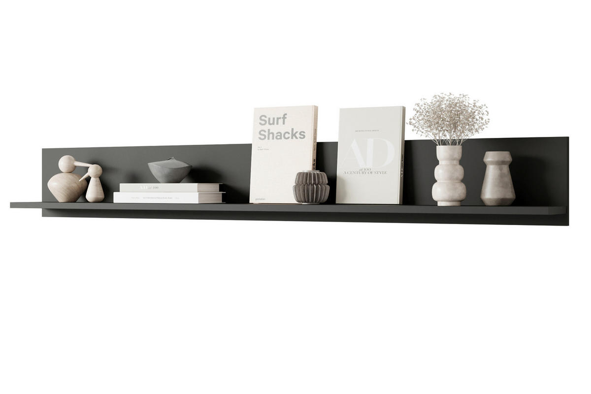 WANDBOARD in 138,5/18/12 cm Schwarz  - Schwarz, Design, Holzwerkstoff (138,5/18/12cm) - Livetastic