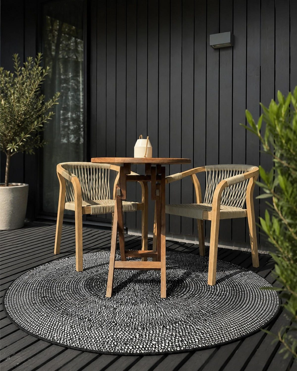 TEPPICH  Wohnzimmer 150 cm Schwarz, Weiß rund  - Schwarz/Weiß, Trend, Textil (150cm)