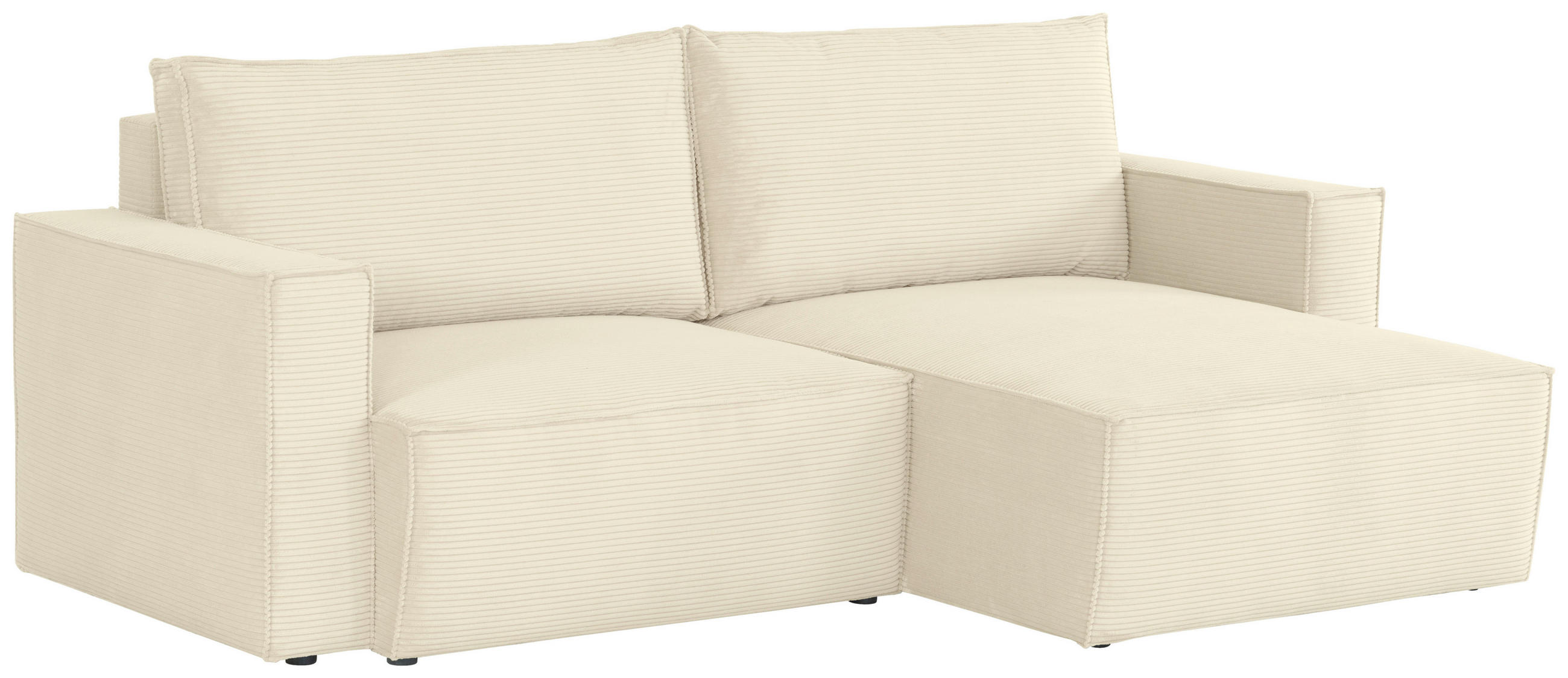 ECKSOFA in Feincord Beige  - Beige/Schwarz, KONVENTIONELL, Kunststoff/Textil (242/151cm) - Carryhome