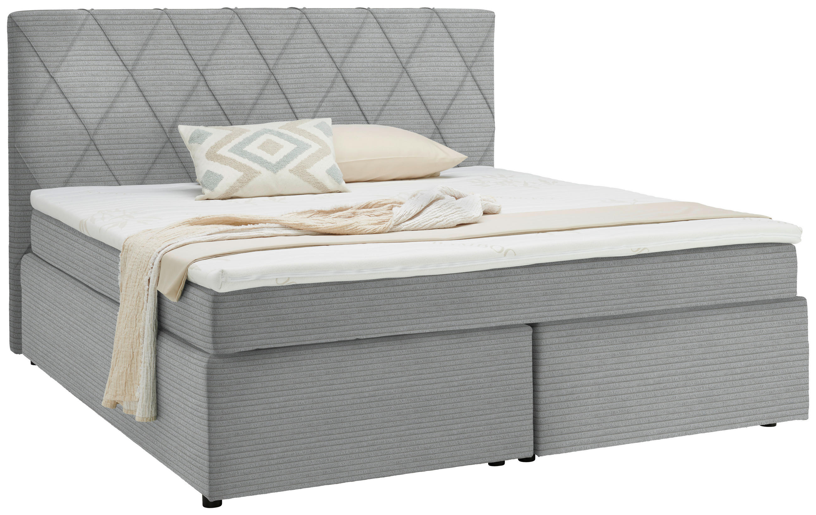BOXSPRINGBETT 180/200 cm  in Silberfarben  - Silberfarben/Schwarz, Design, Kunststoff/Textil (180/200cm) - Xora