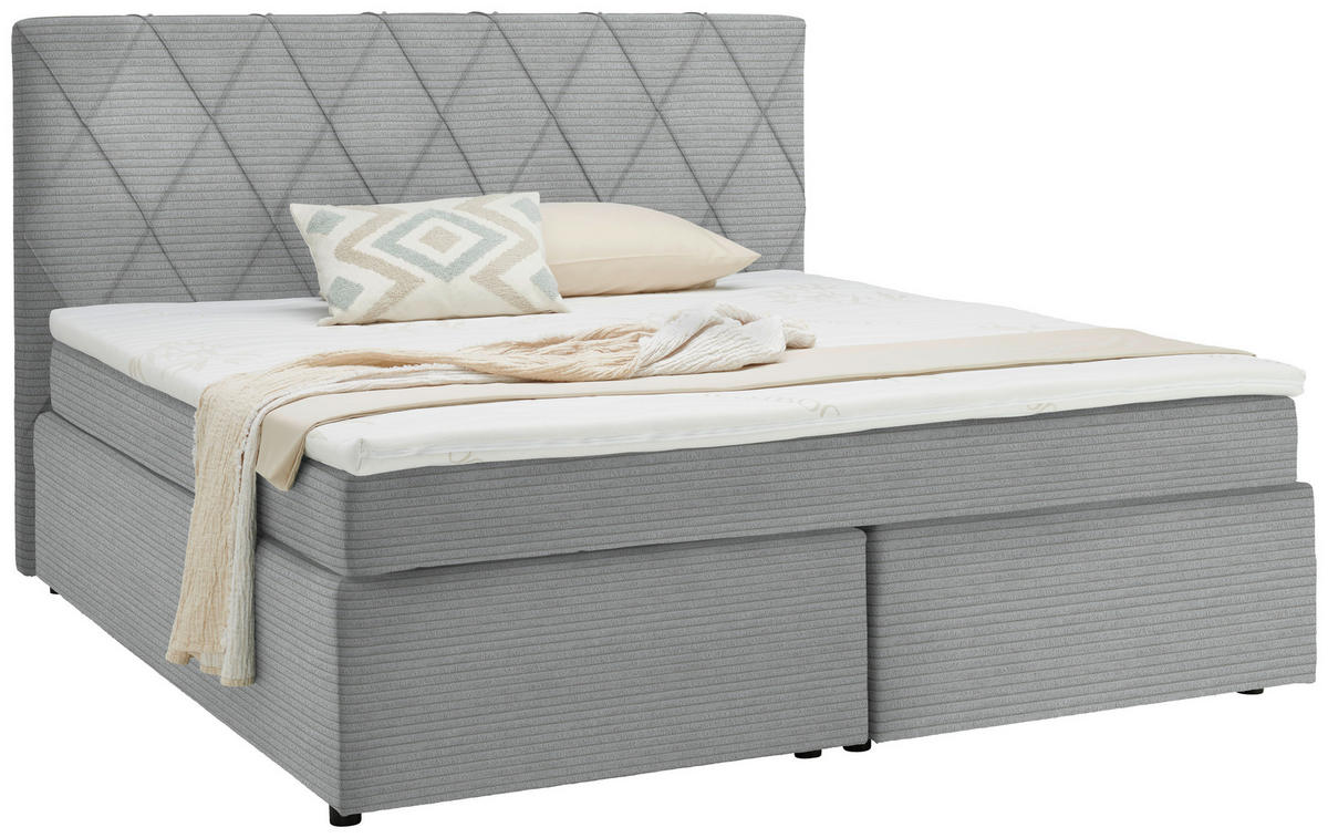 BOXSPRINGBETT 160/200 cm  in Silberfarben  - Silberfarben/Schwarz, Design, Holzwerkstoff/Kunststoff (160/200cm) - Xora
