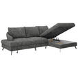 ECKSOFA in Webstoff Schwarz  - Schwarz, KONVENTIONELL, Textil/Metall (293/183cm) - Carryhome