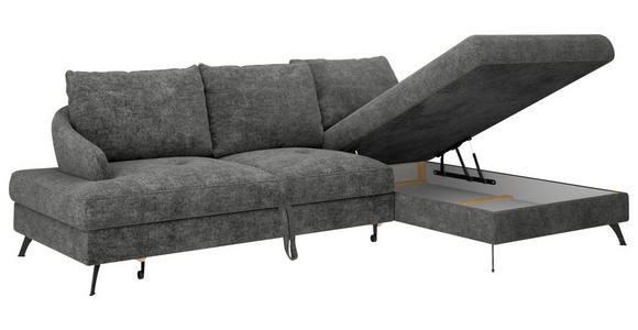 ECKSOFA in Webstoff Schwarz  - Schwarz, KONVENTIONELL, Textil/Metall (293/183cm) - Carryhome