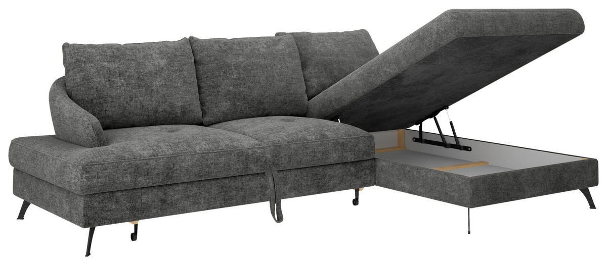ECKSOFA in Webstoff Schwarz  - Schwarz, Konventionell, Textil/Metall (293/183cm) - Carryhome
